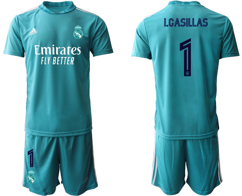 Men 2020-2021 club Real Madrid blue goalkeeper #1 Soccer Jerseys1